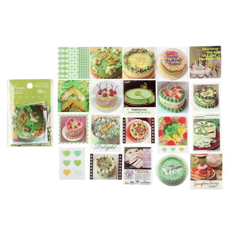 

40PCS Pink Dessert Cake Waterproof Sticker DIY Scrapbooking Collage Phone Computer Diary Happy Planner Decoration