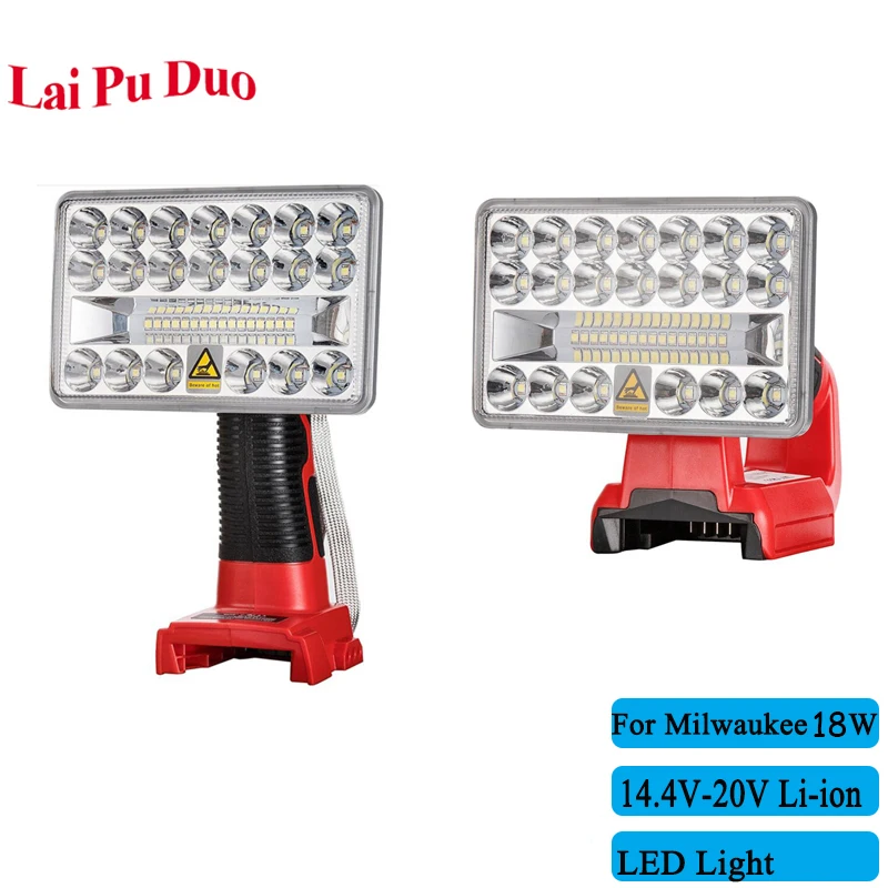 Для аккумулятора Milwaukee 18V и M18 20V Li-Ion: ручная/портативная светодиодная лампа-фонарик для работы на улице с высоким качеством.