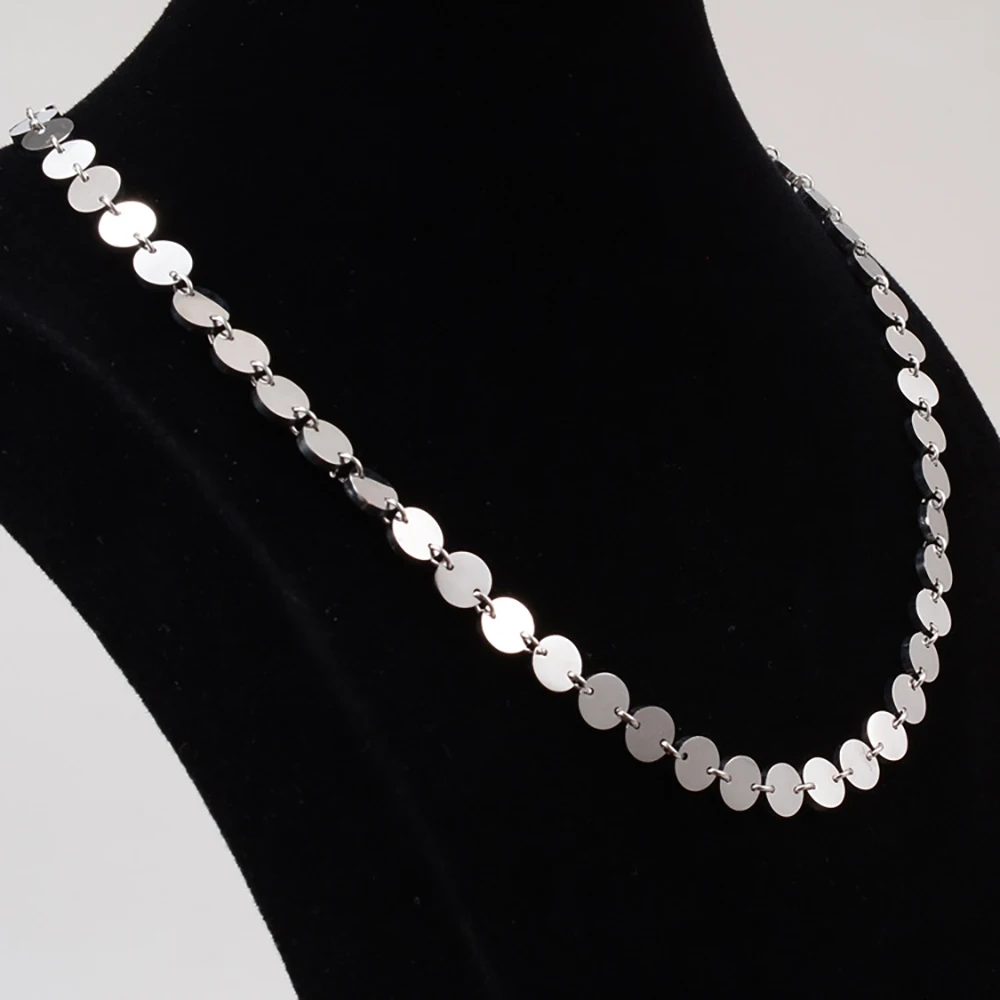 

FINE4U N868 Dainty Gold Color Beaded Choker Necklace Bohemia Sequin Coins Delicate Chain Necklace for Women Girls