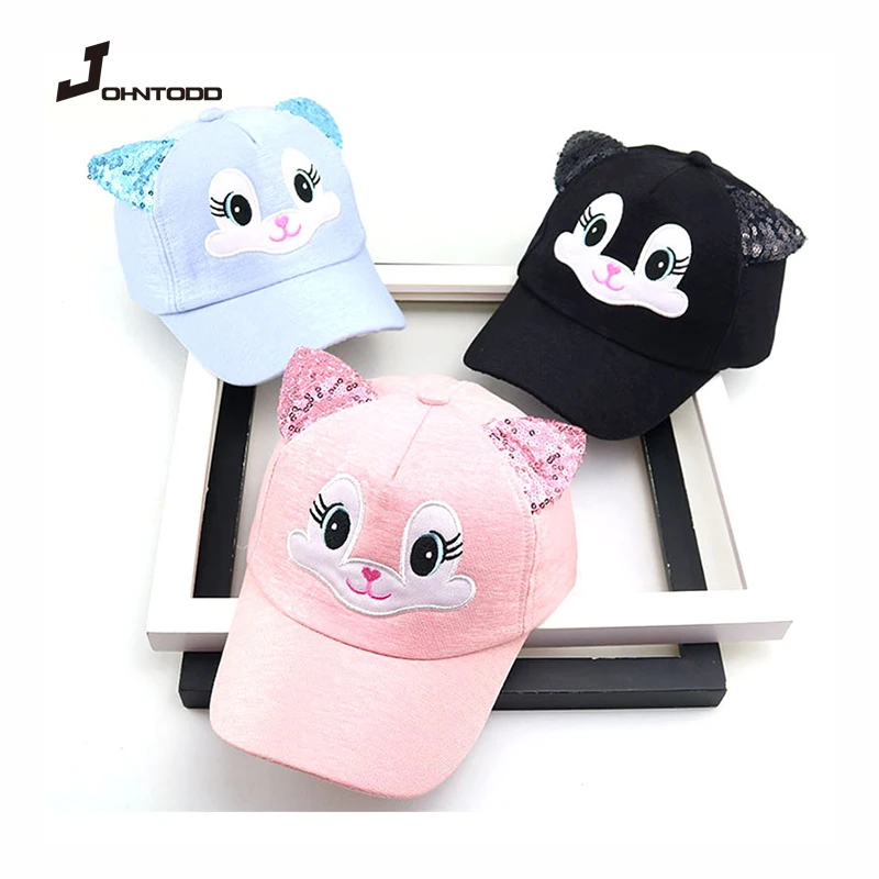 

Baby hats cute Cartoon child adjustable Korean cat baseball caps Spring new summer Baby boy girl sun Hats beanies kids