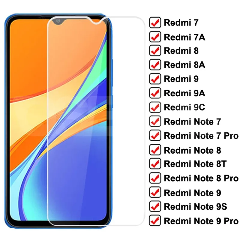Закаленное стекло 9H для Xiaomi Redmi 9 9A 9C 8 8A 7 7A защитная пленка экрана Note 8T 9S Pro Max
