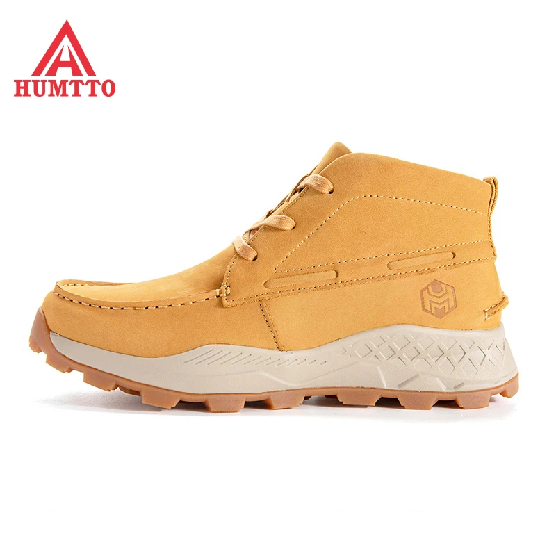 Humtto Brand New Genuine Leather Hiking Boots for Men Winter Outdoor Sports Breathable Lace-up Trekking Climbing Mens Shoes