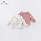 DB16150 dave bella рубашки для маленьких девочек с принтом в горошек, рубашки на пуговицах, топы для младенцев, детская одежда высокого качества