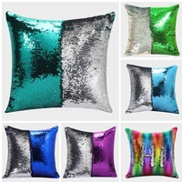 meijuner diy mermaid sequin cushion cover magical throw pillowcase 40x40cm color changing reversible pillow case for home decor
