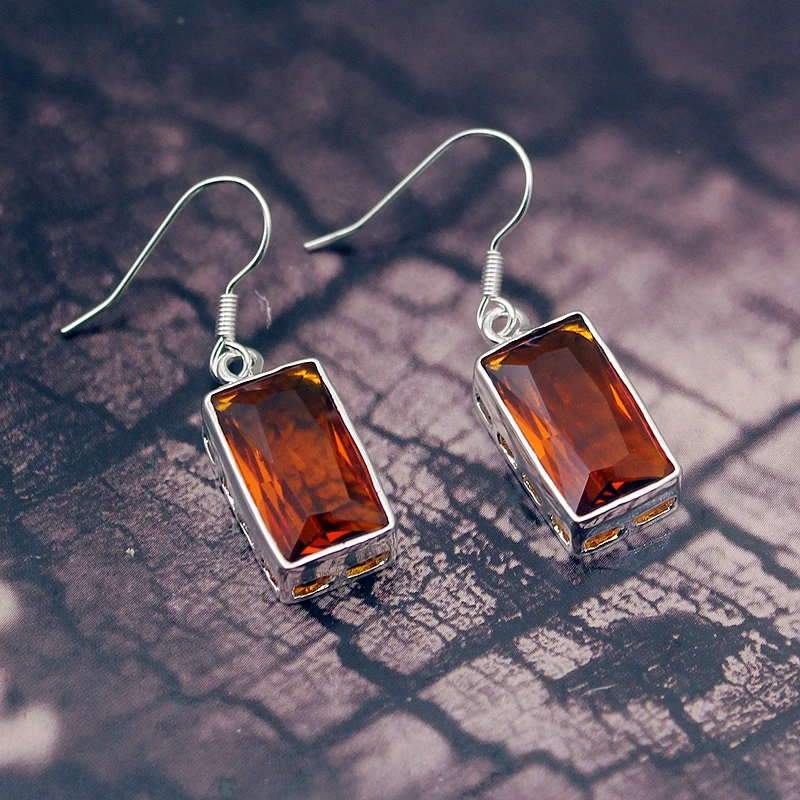 Hermosa уникальные блестящие нежные серьги HoneyTopaz серебряного цвета для женщин
