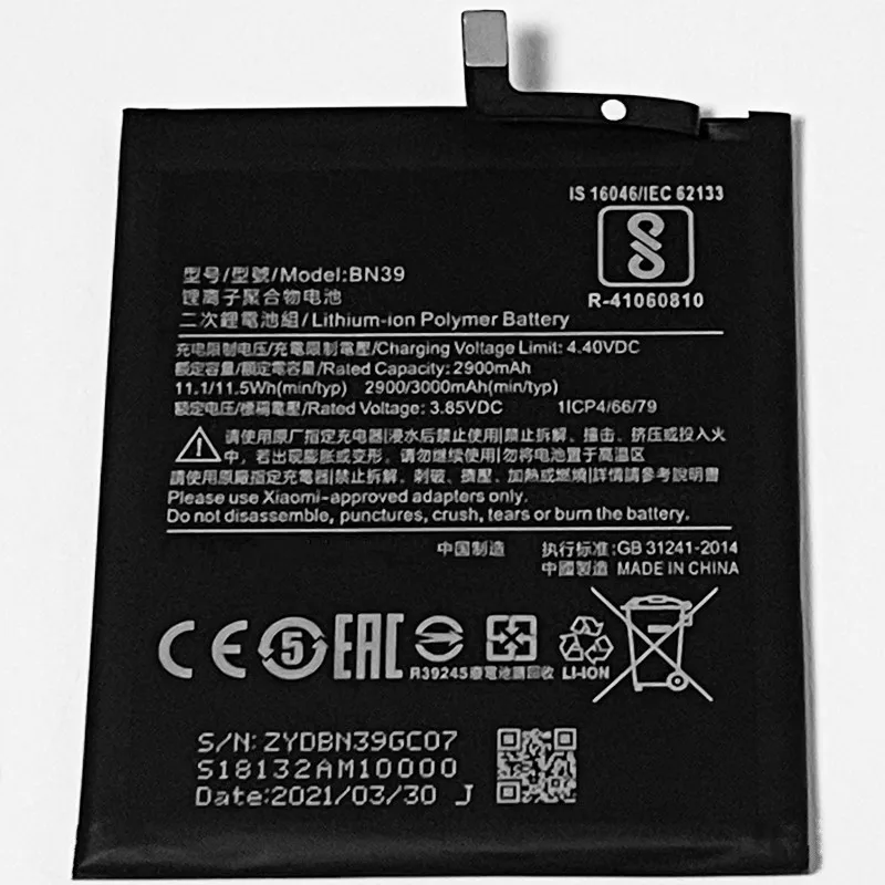 

3.85V 3000mAh BN39 For For Xiaomi Mi Play M1901F9T M1901F9E Battery