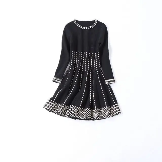 

Knitted Sweater Dress Women Wool Ladies Pullover Sweater Dress Female Winter Autumn Vintage A-line Long Sleeve Casual Vestidos