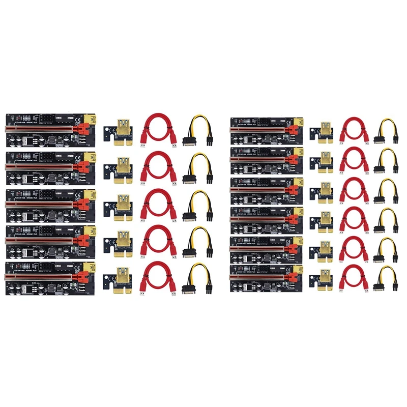 

Riser 009C Plus PCI-E PCIE Riser for Video Card PCI Express Adapter Molex 6Pin SATA to USB 3.0 Cable X1 X16