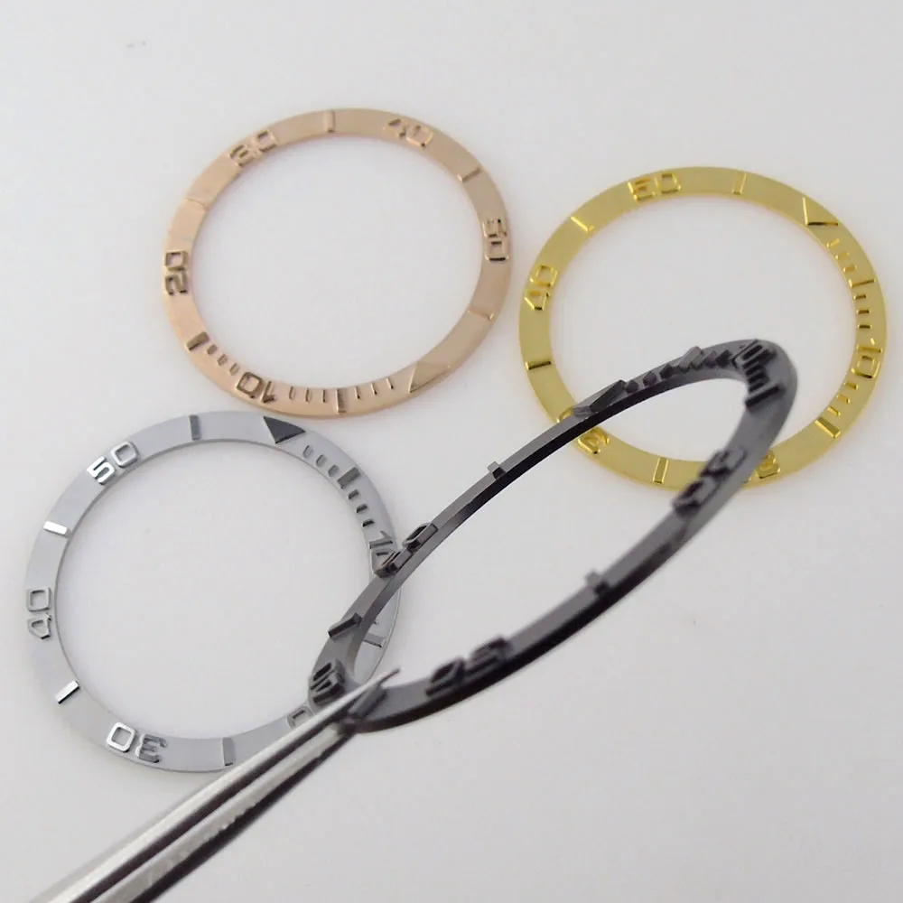 

Flat Steel Material 38mm*31.5mm Gold/Rose Gold/Black/Silver Watch Bezel Ring Insert fit 45mm Case