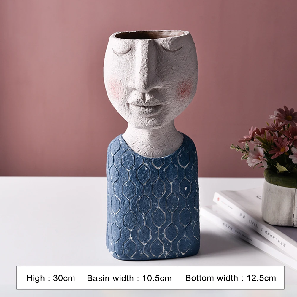 

Art Portrait Flower Pot Vase Sculpture Resin Human Face Family Flower Pot Handmade Garden Storage Flower Arrangement Home Decors