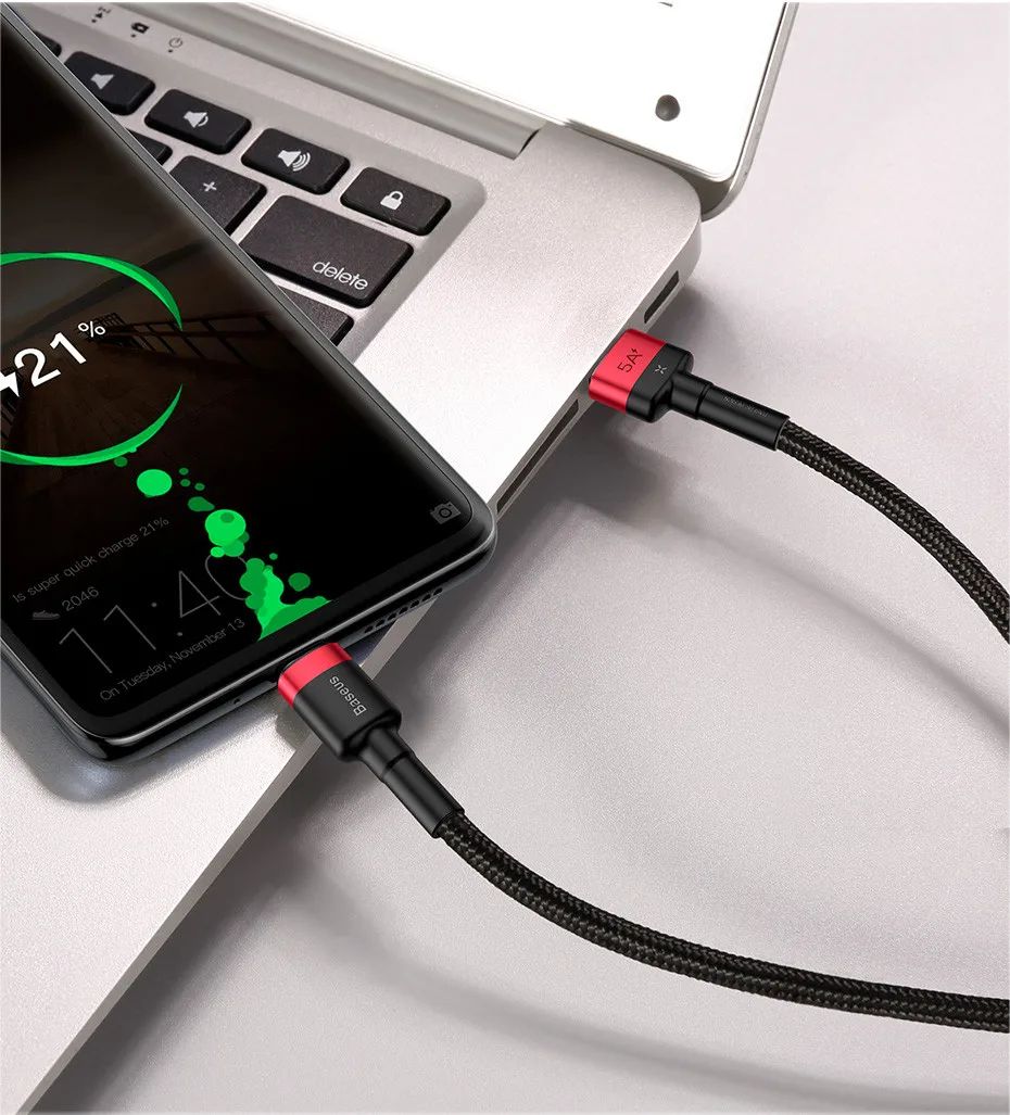 Baseus 40 Вт Кабель usb type C для huawei P30 mate 20 30 Pro 5A Быстрая зарядка Quick Charge 3,0 type USB-C кабель для передачи данных