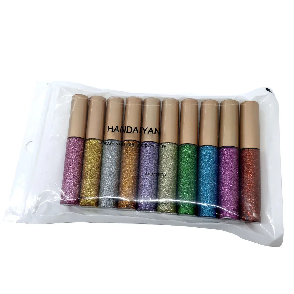 

10 Pcs/set Glitter Liquid Eyeliner Set Waterproof and Not Easy To Take Off Long-lasting For Women Makeup Professional