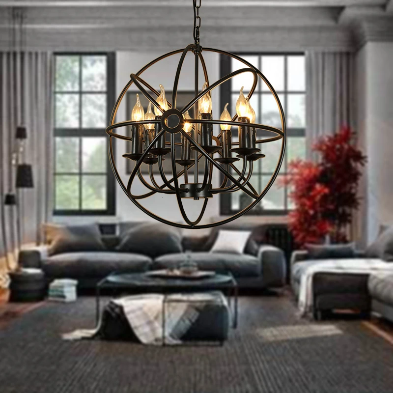 Промышленный винтажный Ретро Лофт стиль кованого железа Глобус клетка круглый