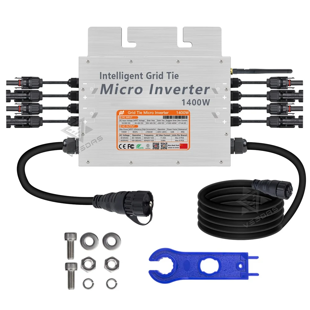 

Dual MPPT 1400W Solar Micro Inverter 30V 36V On Grid Tie Inversor Pure Sine Wave Converter Auto 110V 220V AC For 300W 350W PV