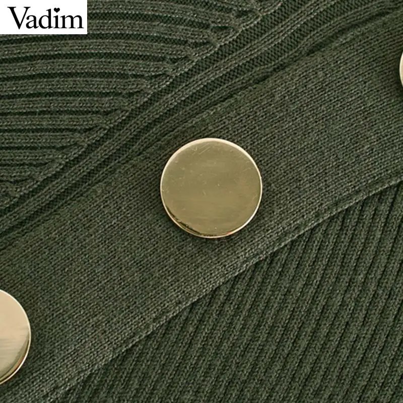 Женское элегантное платье vadim с декоративной пуговицей Вязаные свитеры Длинные