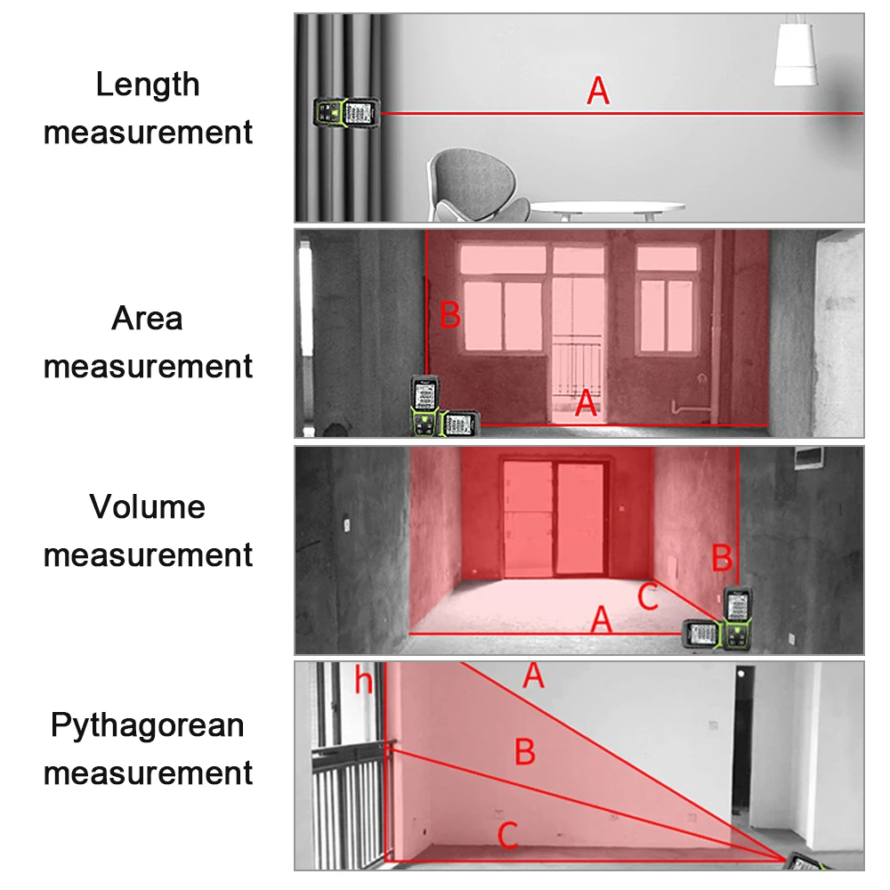 

New Handle Range Finder Laser Distance Meter Digital Laser Distance Meter Measure USB 120m 100m 50m Rangefinder Measuring Tool