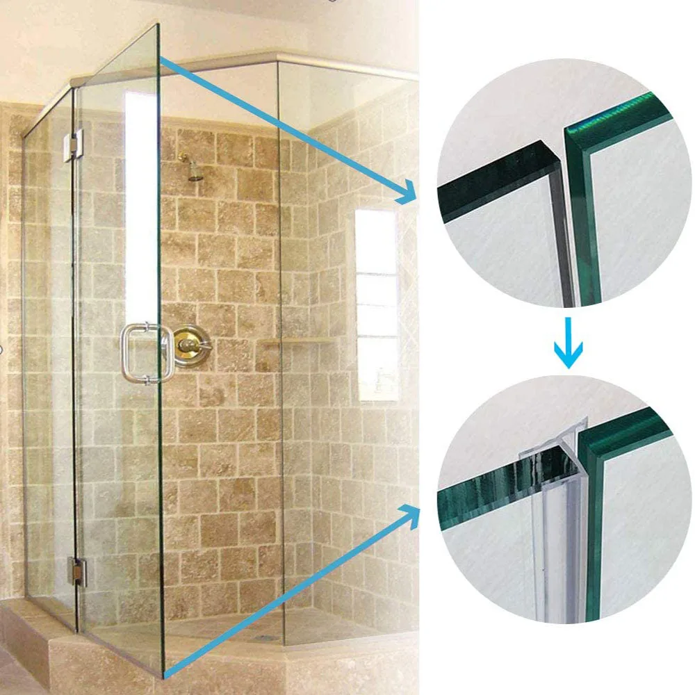 

6M Shower Glass Door Seal Strip F H Corner Shape Flexible Silicone Rubber Window Weatherstripping Draft Stopper for Bathroom