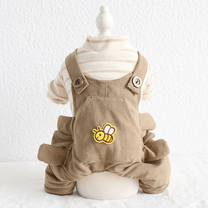 Комбинезоны в полоску с принтом пчелы и животных на осень зиму коричневые Желтые