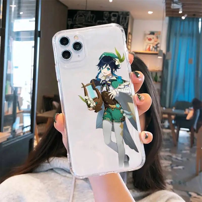 

anime girl genshin impact Cute Phone Case Transparent for iPhone 6 7 8 11 12 s mini pro X XS XR MAX Plus se cover funda shell
