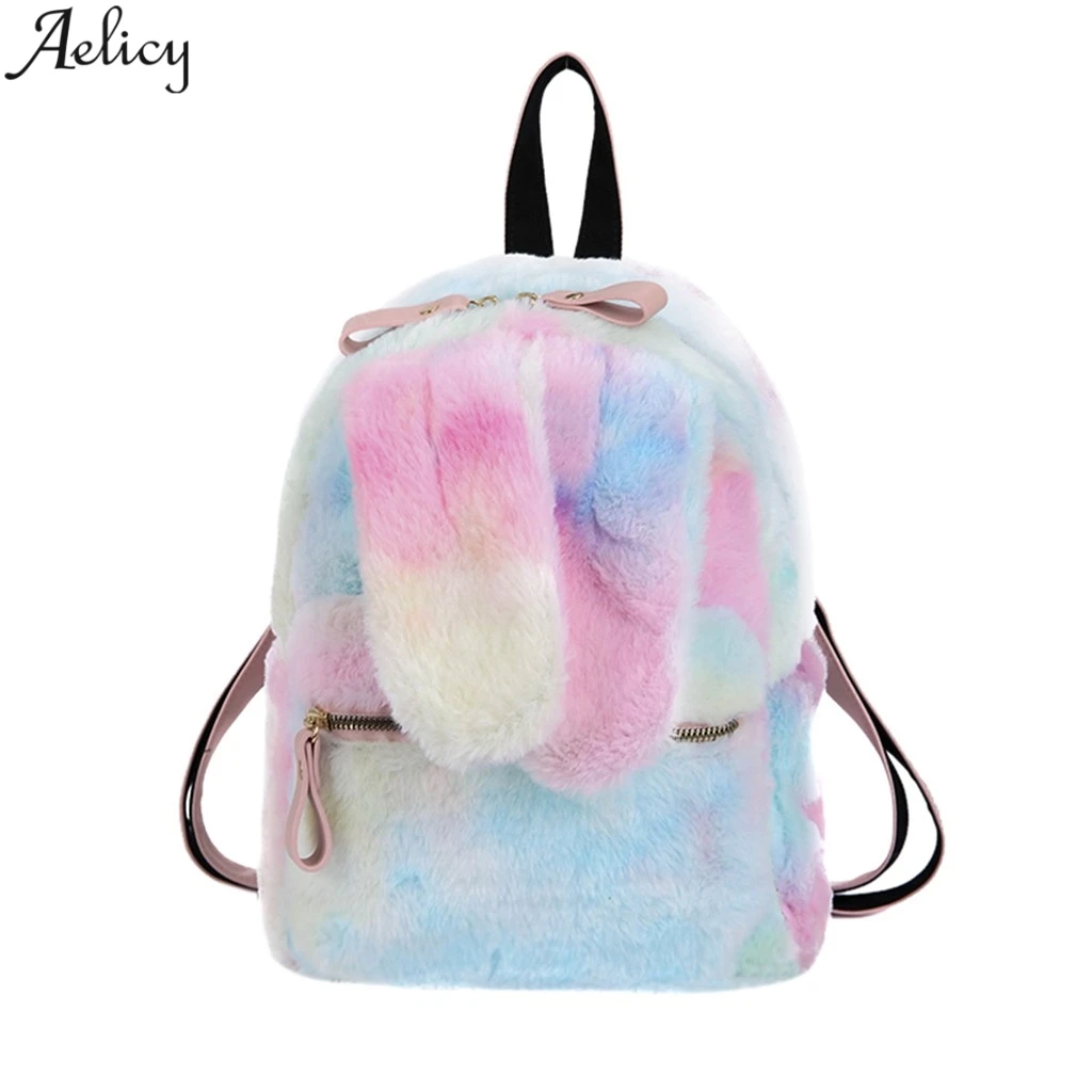 Женская плюшевая сумка Aelicy модная однотонная на плечо с заячьими ушками
