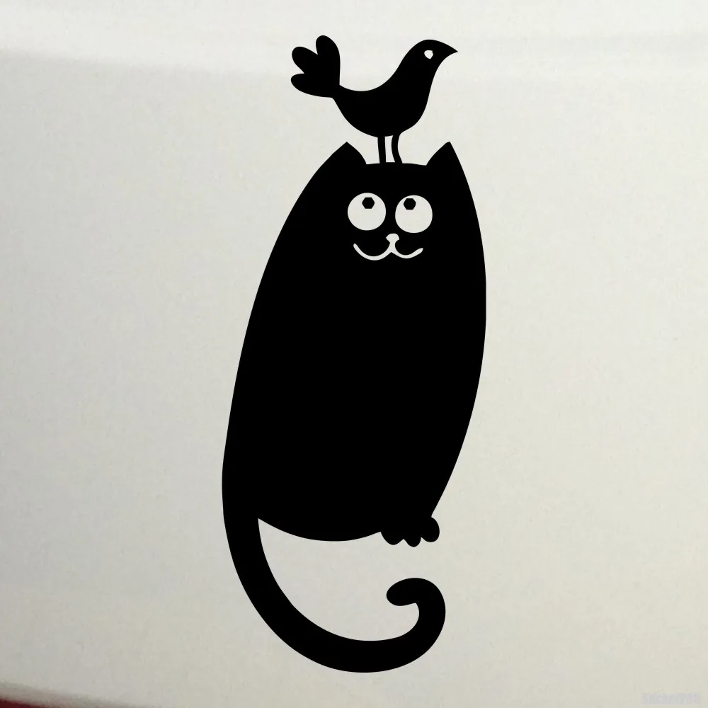 

CS-10421# Vinyl Decal Cat with Bird on Head Car Sticker Waterproof Auto Decors on Truck Bumper Rear Window