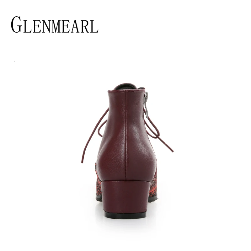 Женские ботильоны Брендовая женская зимняя обувь на каблуке Разноцветная