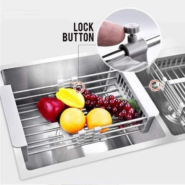 

Kitchen Dish Drying Rack Retractable Stainless Steel Sink Strainer Water Filter Rack Drain Basket Vegetable Fruit Filter Rack