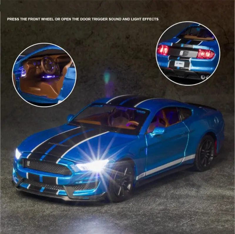 Модель автомобиля FORD MUSTANG SHELBY GT350 литье под давлением модель из сплава со звуком и