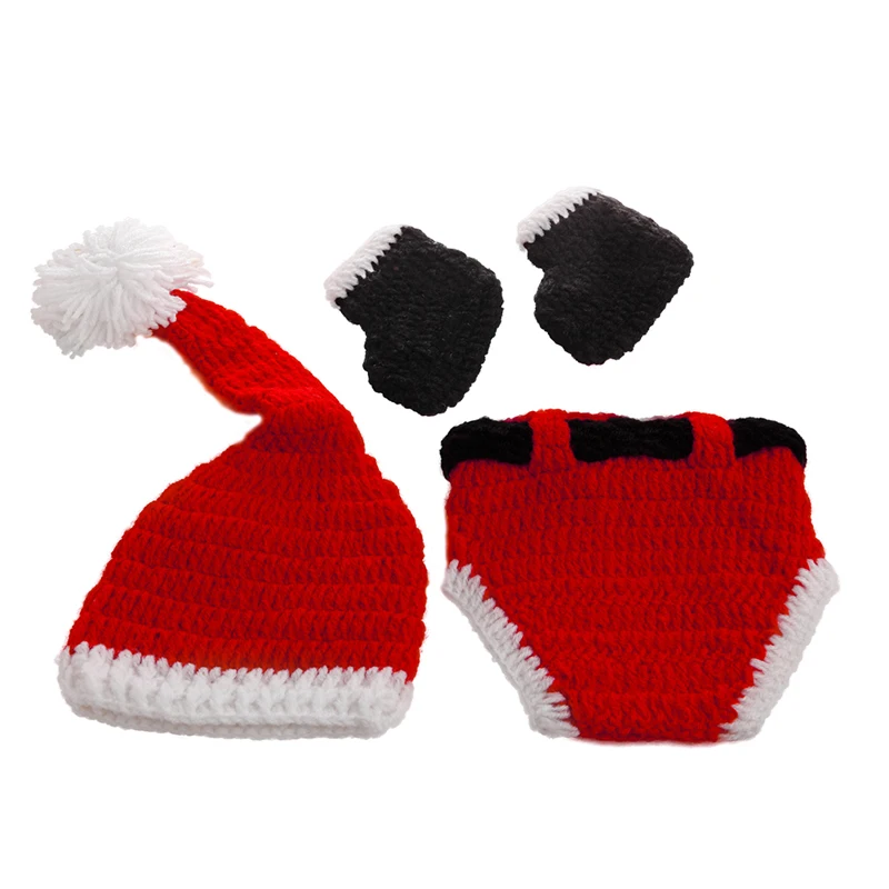 

Newborn Baby Girl Boys Knit Hat Christmas Pants Santa Outfits Costume Photo Prop LX9E