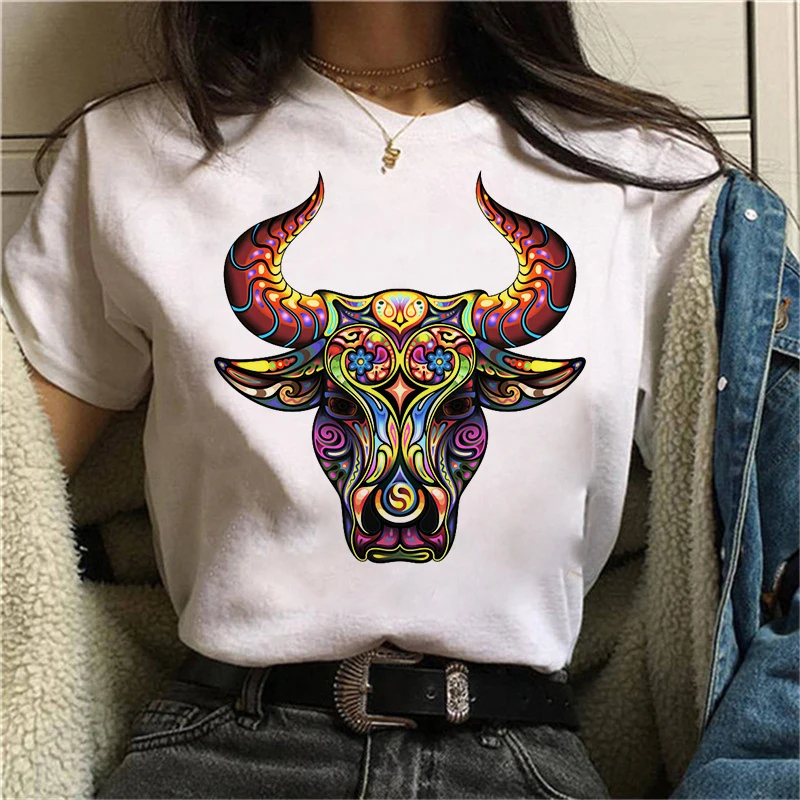 Special Totem Print T Shirt Women Fashion Short Sleeved Casual Harajuku 90s Tshirt T-Shirt Ladies Print Summer Ladies Top Tee