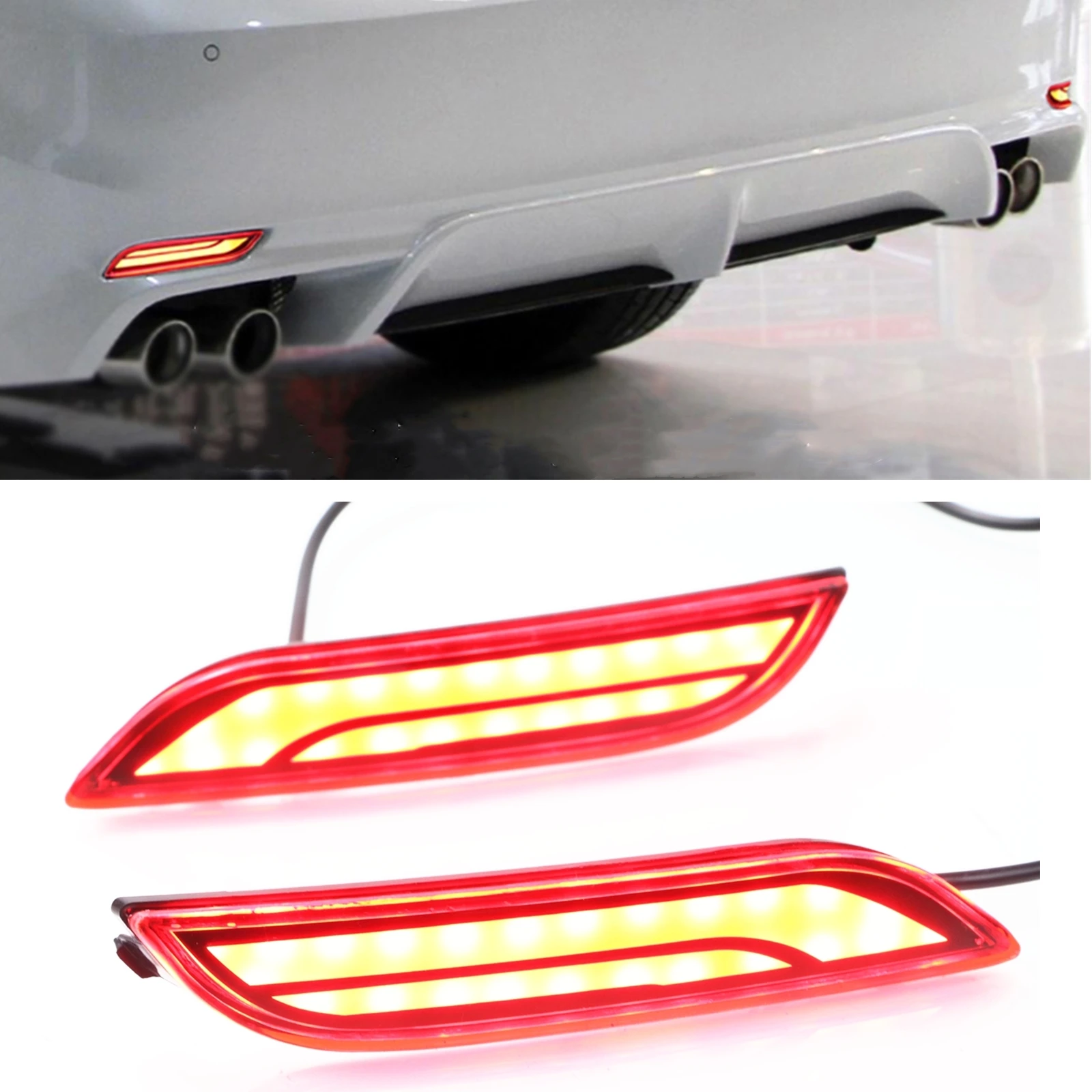 

For Toyota Camry 2017-2020 LED Rear Bumper Reflector DRL Brake Stop Light Tail Turn Signal Indicator Reflective Fog Lamp Bulb