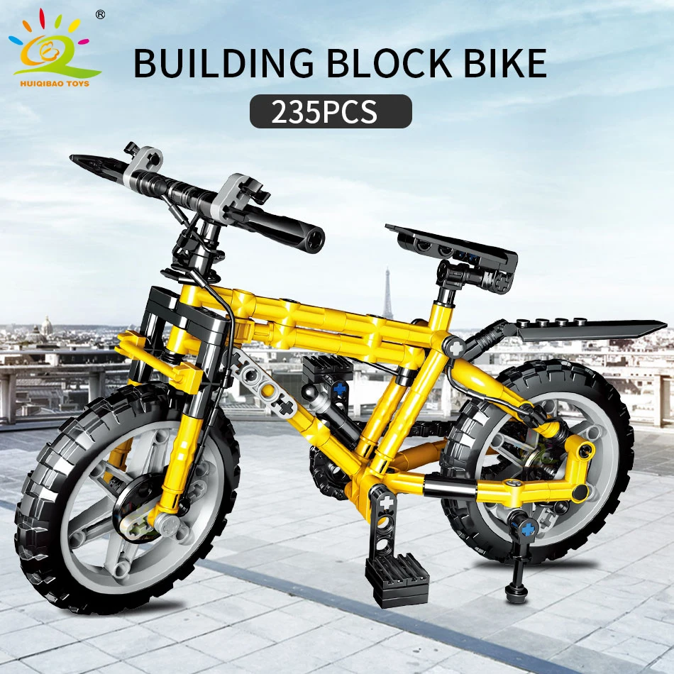

HUIQIBAO 235PCS Cycling Bicycle Car Technical Model Building Blocks Vehicle Bike Bricks Educational Toys for Children Boy Gift