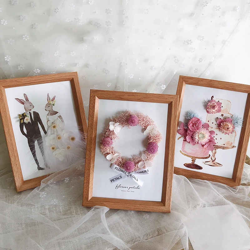 Фоторамка Ins с искусственными цветами 7 дюймов 3D наклейки настенные подвесные