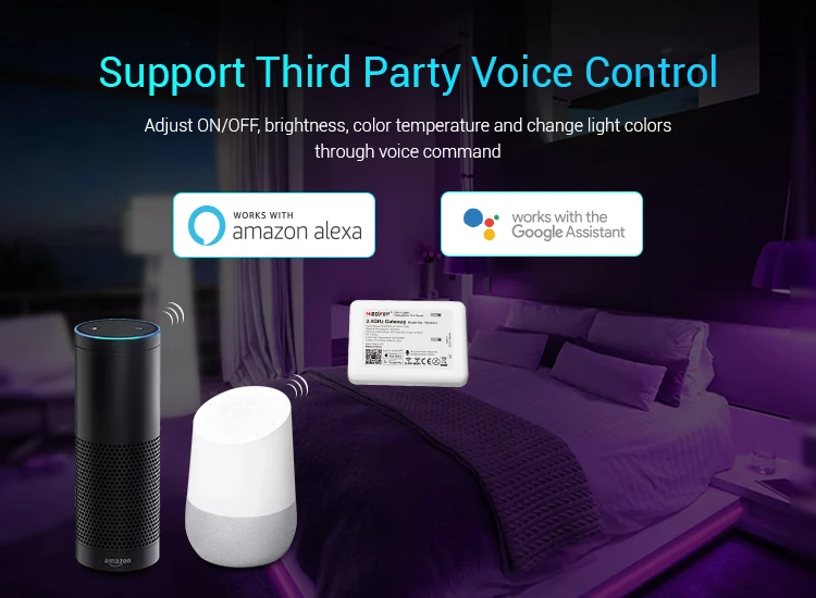 Шлюз Miboxer WL-Box1 2 4 ГГц Wi-Fi управление DC5V приложение Alexa Google Assistant голосовое для всех