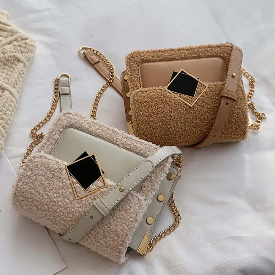 Элегантная женская плюшевая Сумка Кроссбоди 2019 зима новое качество из