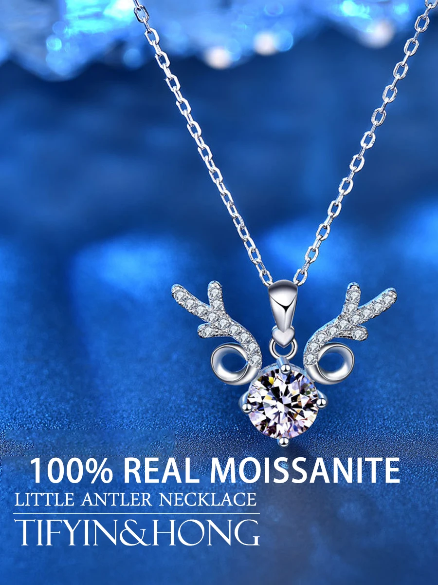 

Женское ожерелье из серебра 100% пробы, с муассанитом