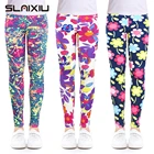 Леггинсы для девочек, на возраст 2-14 лет, с принтом, цветочные леггинсы