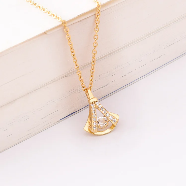 

Fashion fan-shaped necklace women all-match titanium steel skirt-shape jewelry hot sale