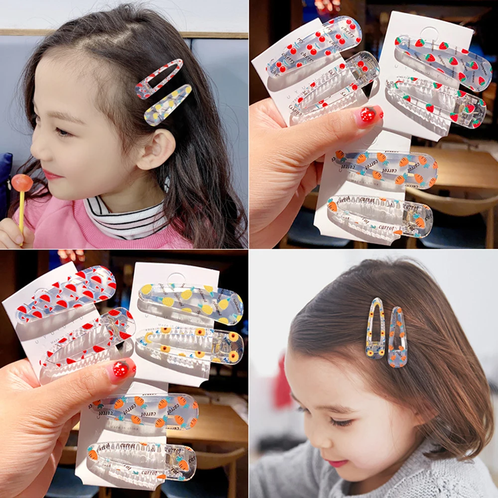 

Kids Hair Accessories Fruit Transparent Waterdrop Strawberry Pineapple Hair Clip Hairpins Children Girls Cute Cartoon Hair Clips