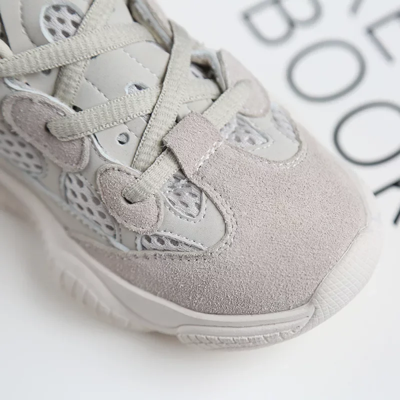 Детские черные замшевые кожаные кроссовки сетчатые дышащие для девочек и