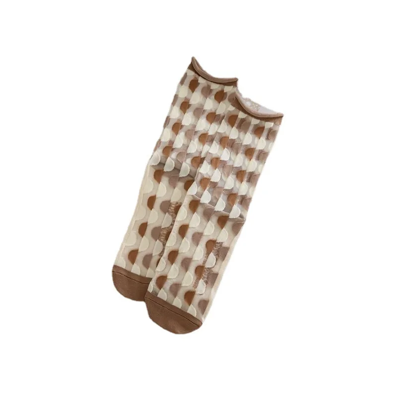 

Women Casual Socks fashion Spring New Girl Khaki Women Fashion Long Thin Socks For Woman breathable Transparent Korean Style