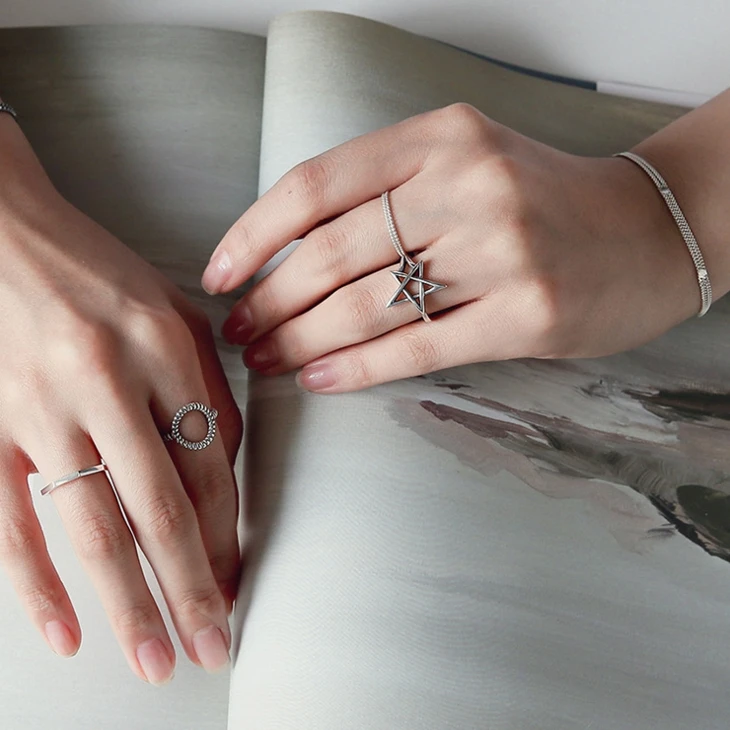 JIANERY богемные модные серебряные кольца со звездами Давида для женщин ретро