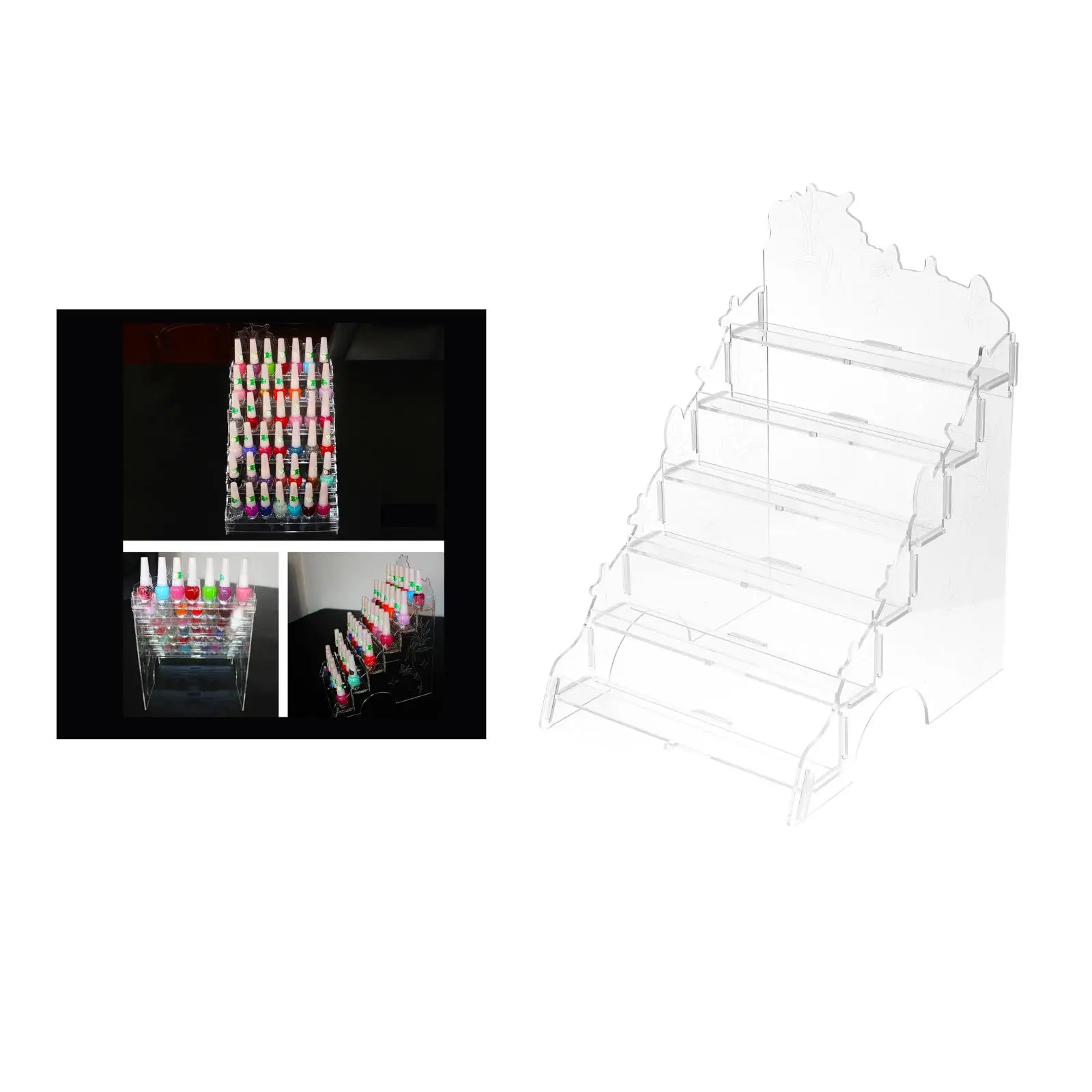 

Clear Nail Polish Display Rack Essential Oil Stand Sunglasses Holder Tray Box Makeup Cosmetic Organizer for Table Desk