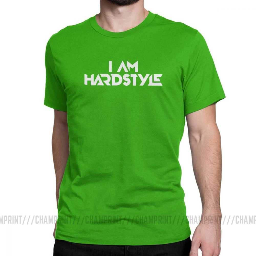 I Am Hardstyle Мужская Футболка Music Defqon Hardcore Dance DJ Techno Club Вечерние EDM футболка с коротким рукавом топы из хлопка - Цвет: Зеленый