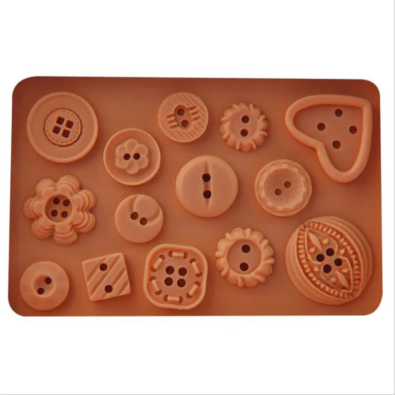 

14 Holes Heart Round Buttons Fondant Cake Mold Chocolate Candy Making Molds DIY Mousse Cake Baking Tools Cakes Decoration