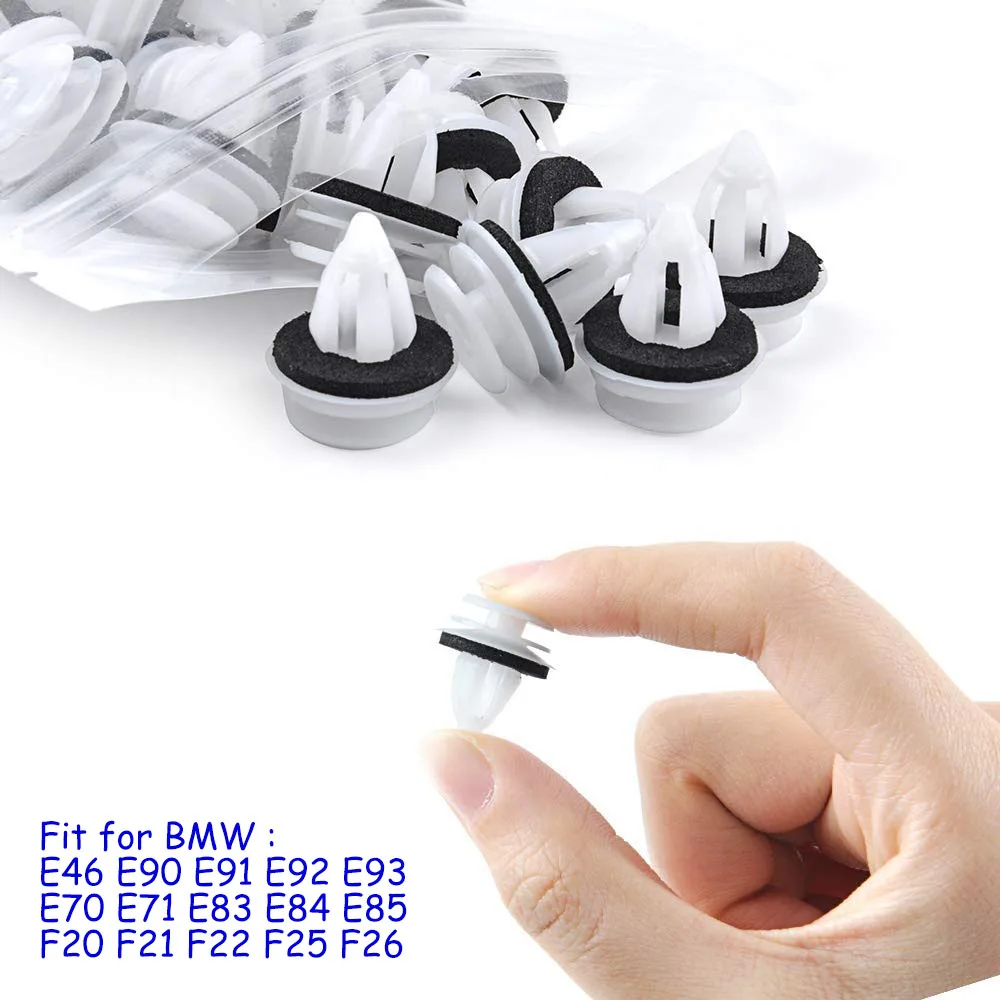 50 шт. 51418224768 Пластик заклепки клип для BMW E46 E53 E90 E91 E92 E93 E70 E71 E83 E84 E85 F20 F21 F22 F25 F26 двери