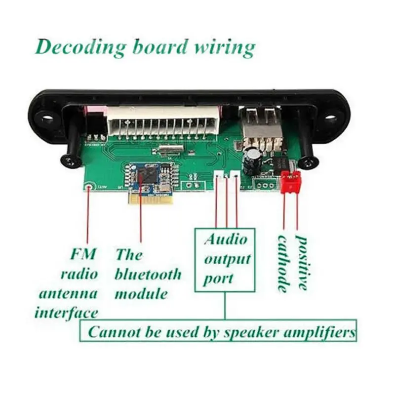 Новый MP3 Bluetooth декодер 12 В плата с FM радио TF карта порт 3 5 мм для плеера