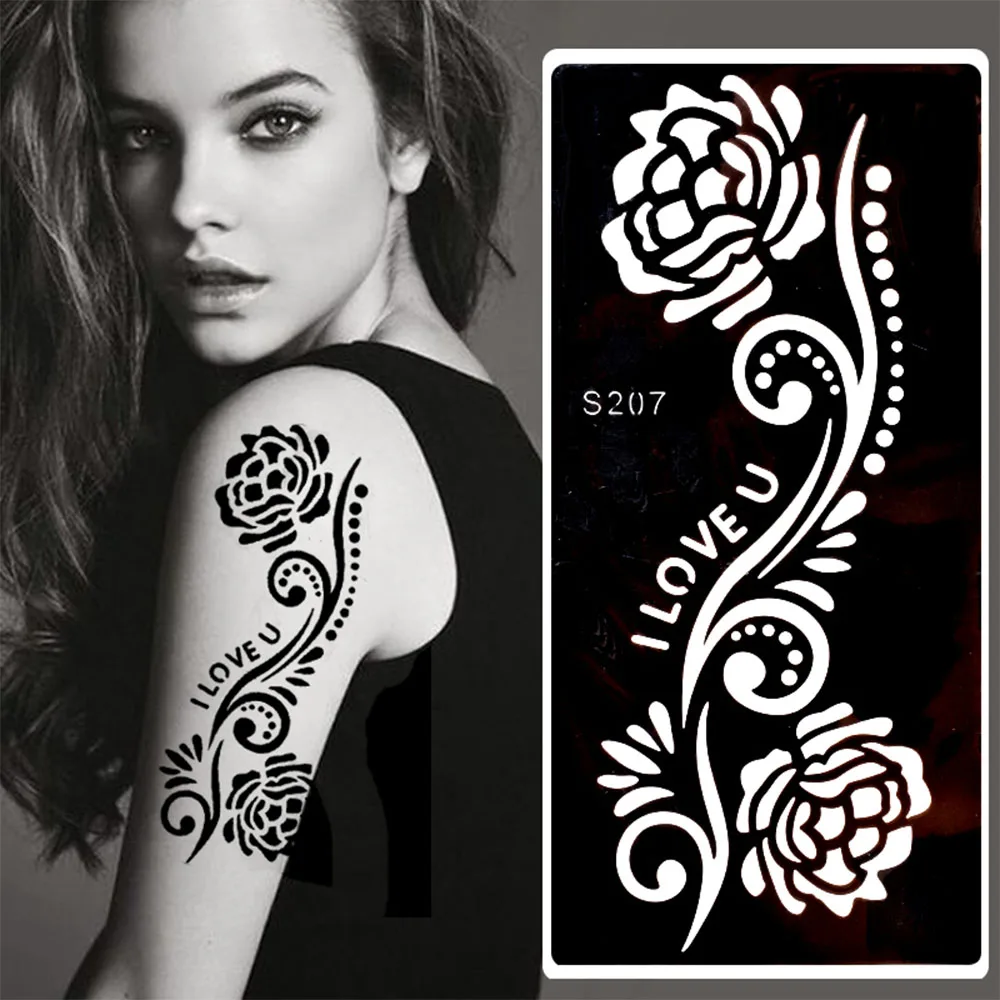 1 шт. популярные черные белые цветы татуировки наклейки временные для рисования