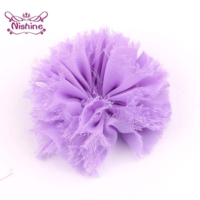 Nishine Shabby Chiffon Hair Flowers for Kids Baby Girls - Pack of 10, 2.8 - DIY Headband Clips - Fabric Soft Flowers Hair Accessories image 5