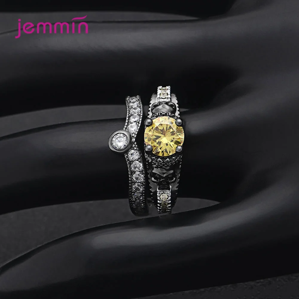 Новое поступление креативный роскошный черный череп 925 Серебряные кольца для